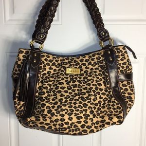 Nicole Miller Canvas Leopard Print Tote Bag